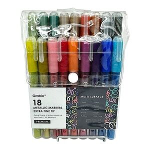 Grabie 18 Metallic Markers Extra Fine Tip Multi Surface